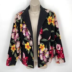 Draper's & Damon's Beaded Floral Open Front Blazer Size 8 Black, Multicolor
